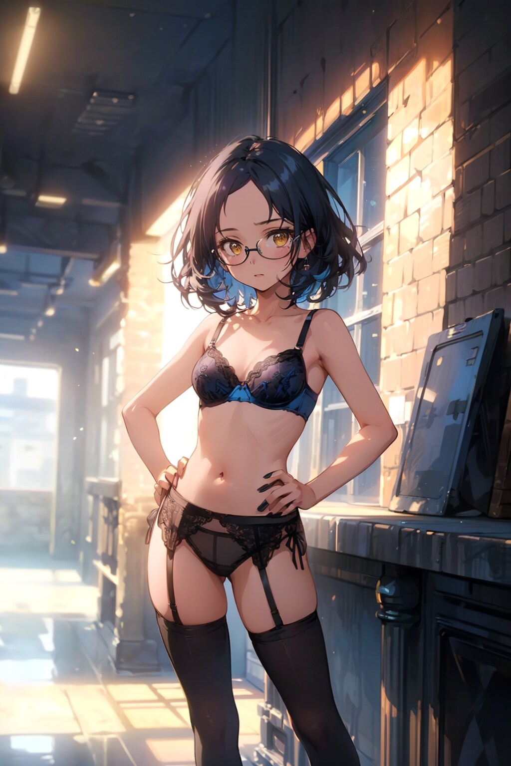 下着の眼鏡っ娘