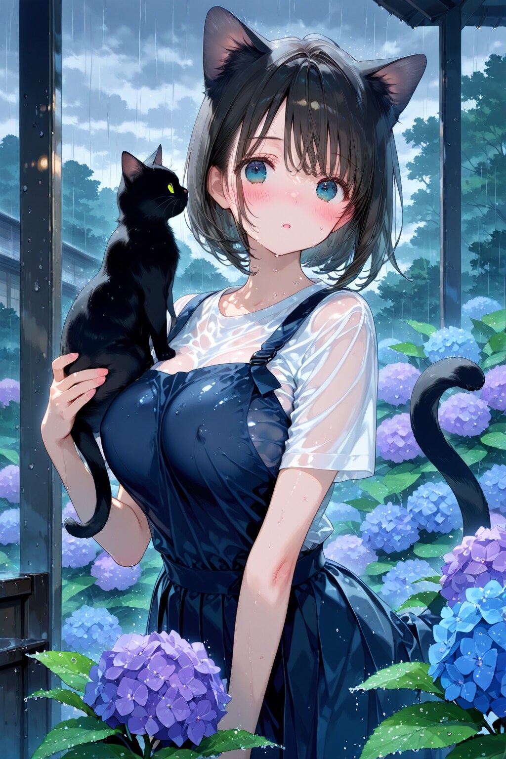 雨濡猫娘
