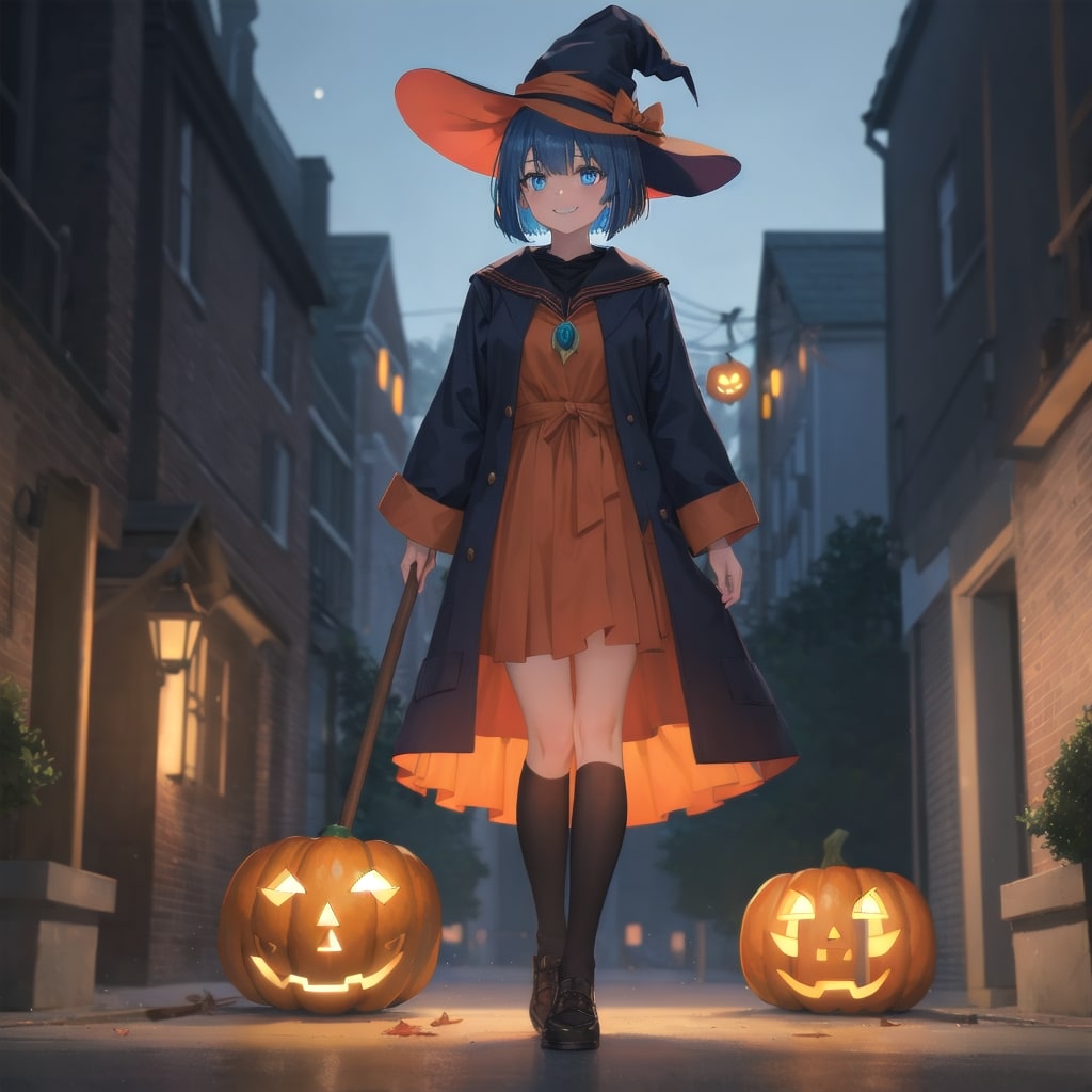 魔女ボブ子と光るかぼちゃ | の人気AIイラスト・グラビア