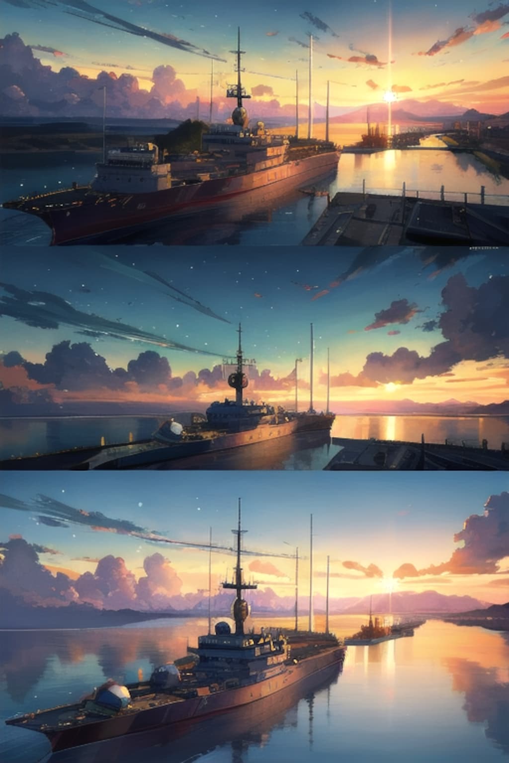 軍艦と星空