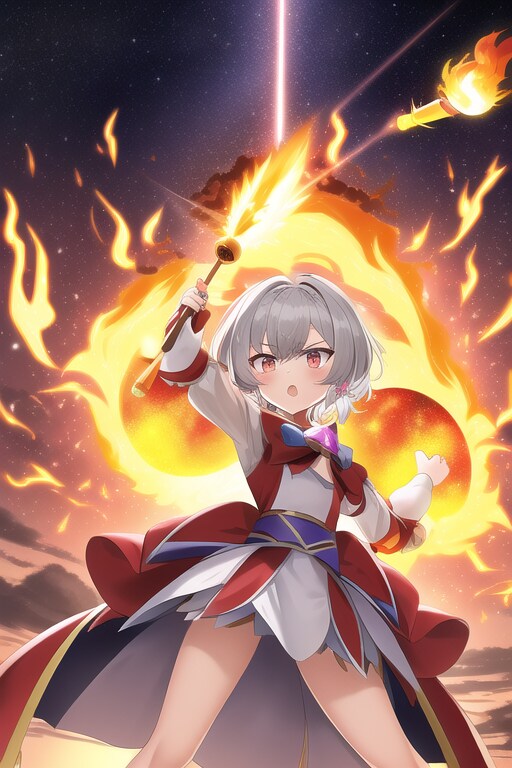 メテオを発動する魔法少女