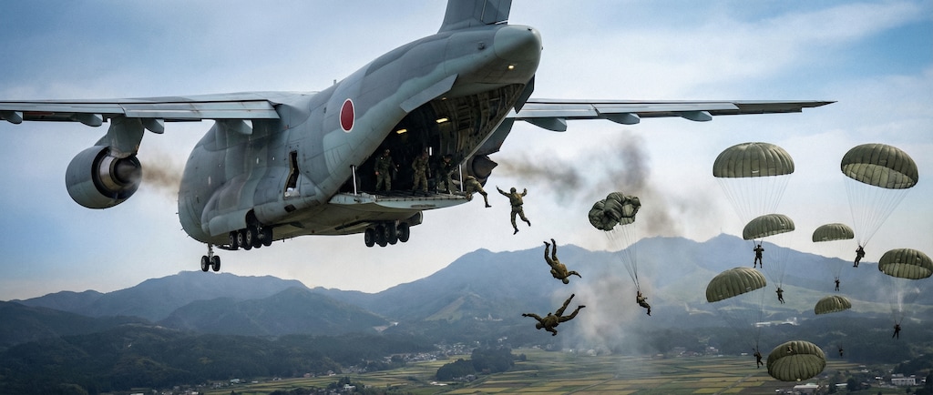 【お試し生成】第一空挺団、訓練風景　ー設定が甘いー