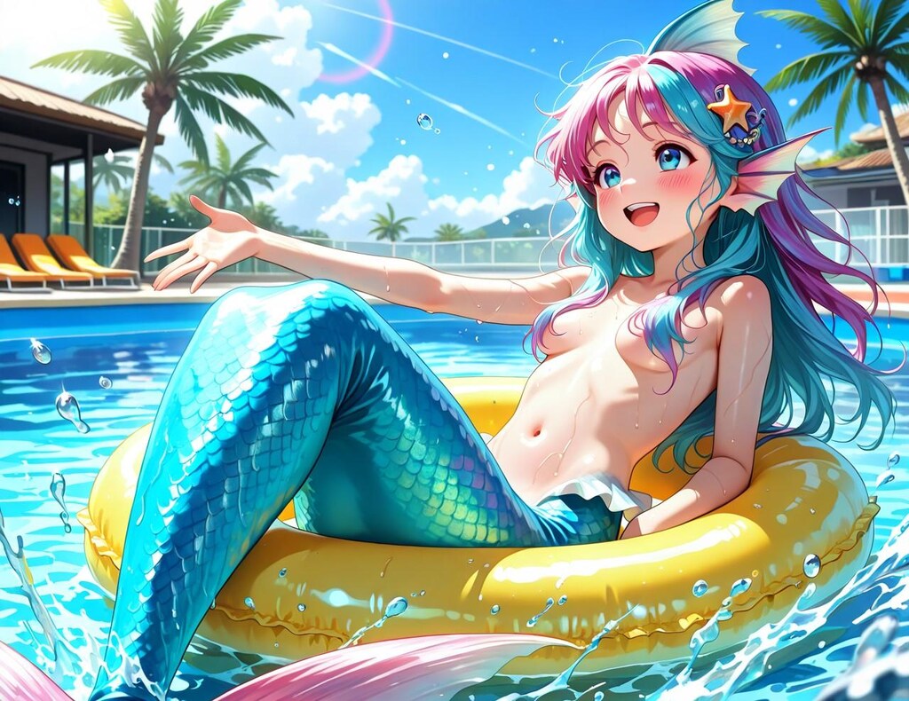10枚）プールで遊ぶ人魚さん②