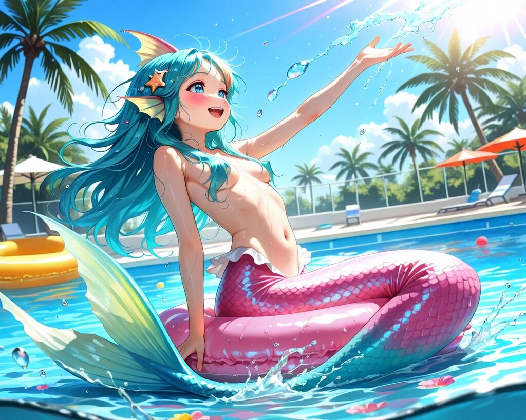 10枚）プールで遊ぶ人魚さん②