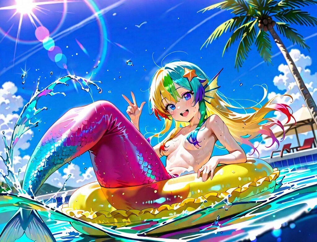 10枚）プールで遊ぶ人魚さん②
