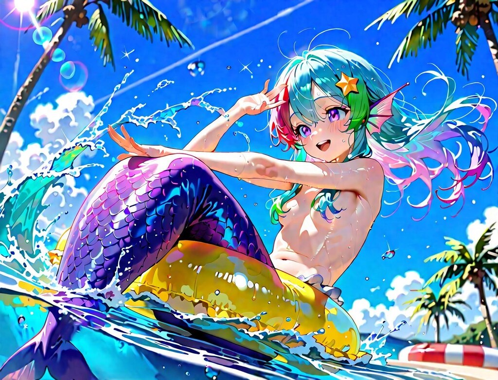 10枚）プールで遊ぶ人魚さん②