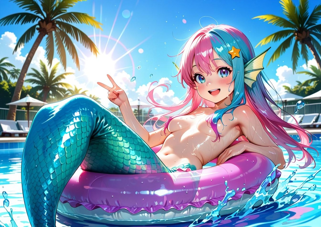 10枚）プールで遊ぶ人魚さん②