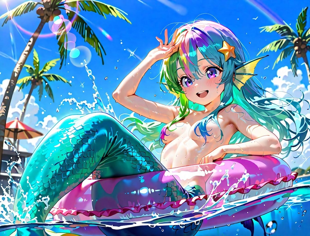 10枚）プールで遊ぶ人魚さん②
