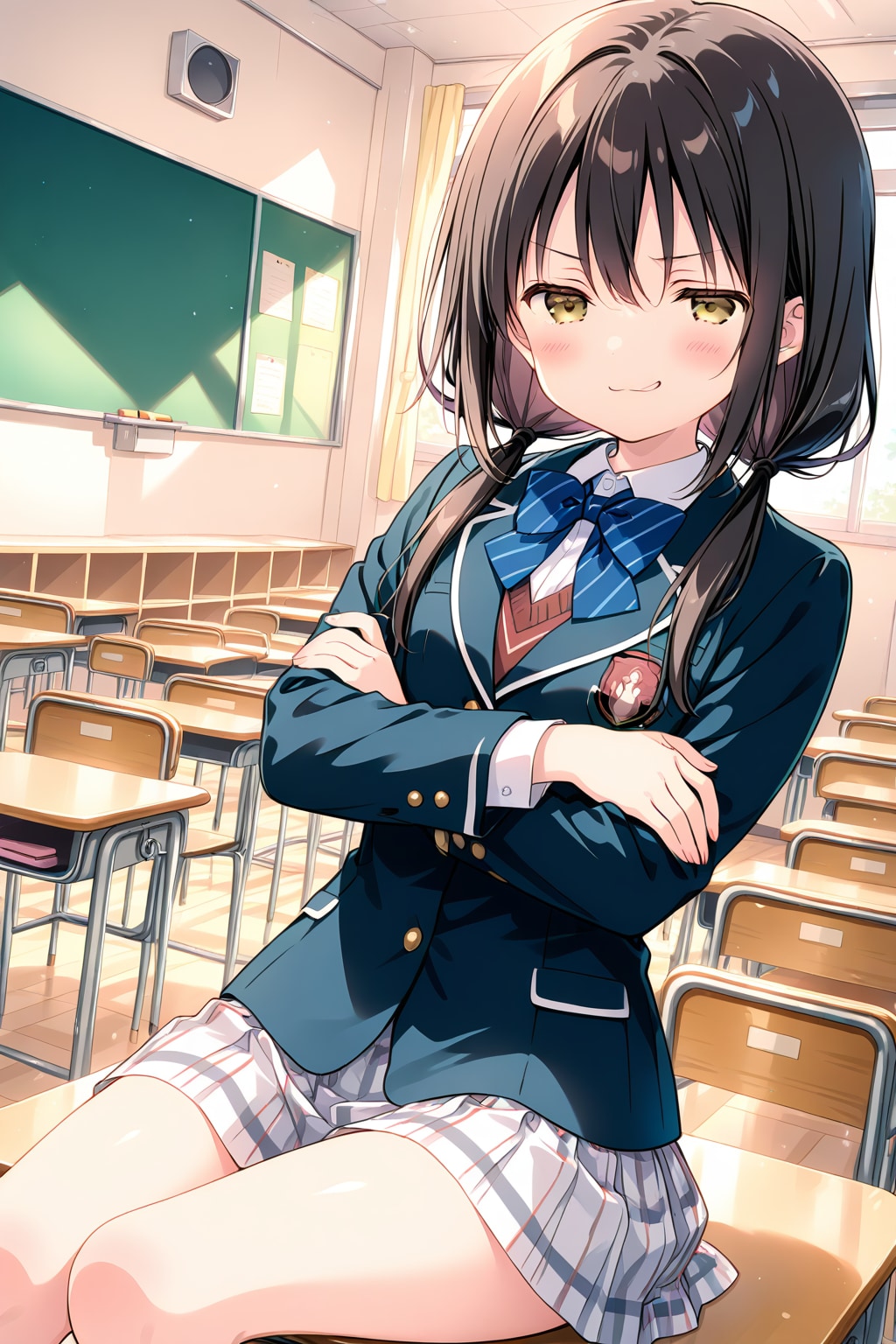 教室でドヤ顔な黒髪おさげさん