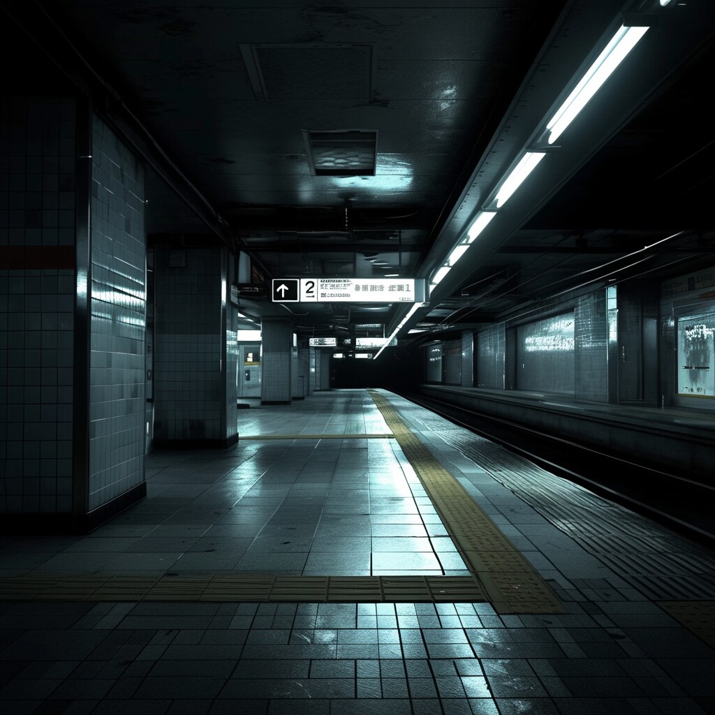 地下鉄の終電の終点でよくある風景