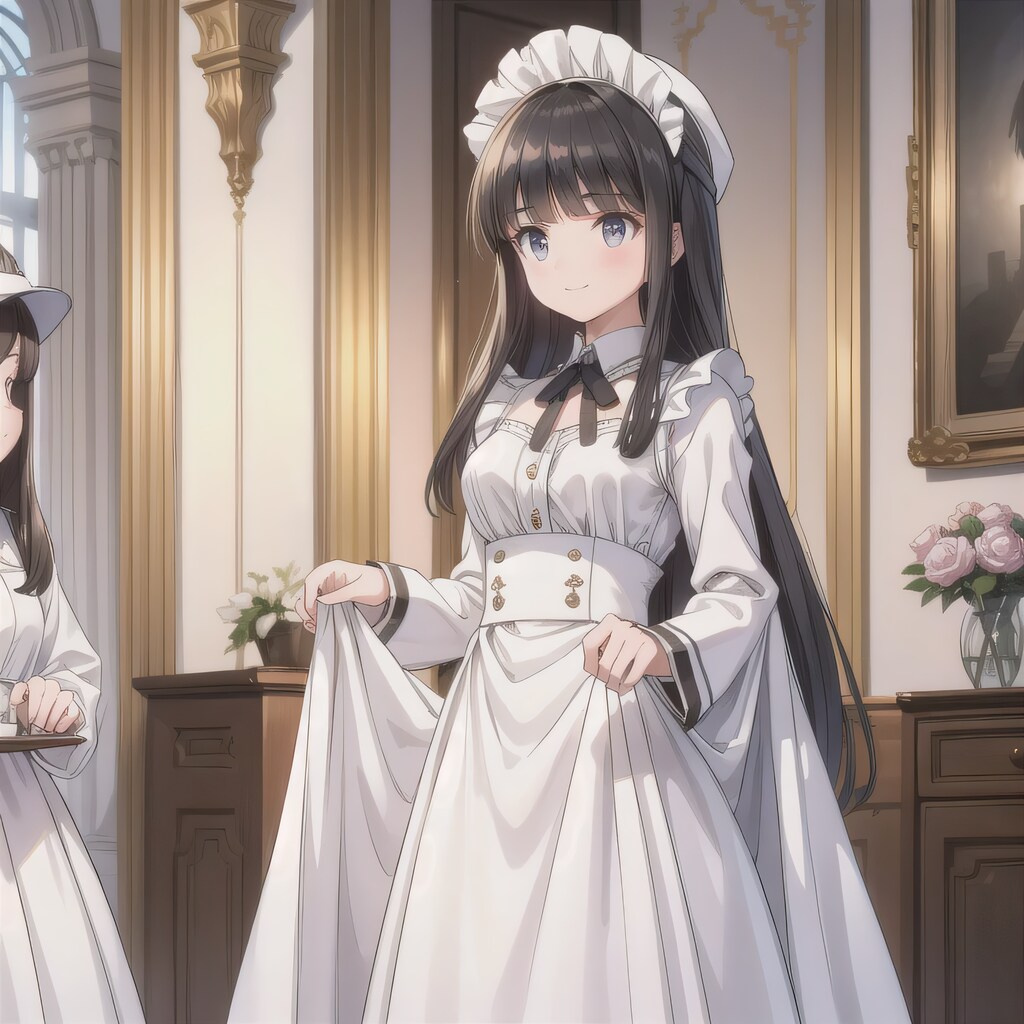 黒髪ロングでメイド服の少女２２