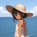 田舎の防波堤の女の子 5枚目