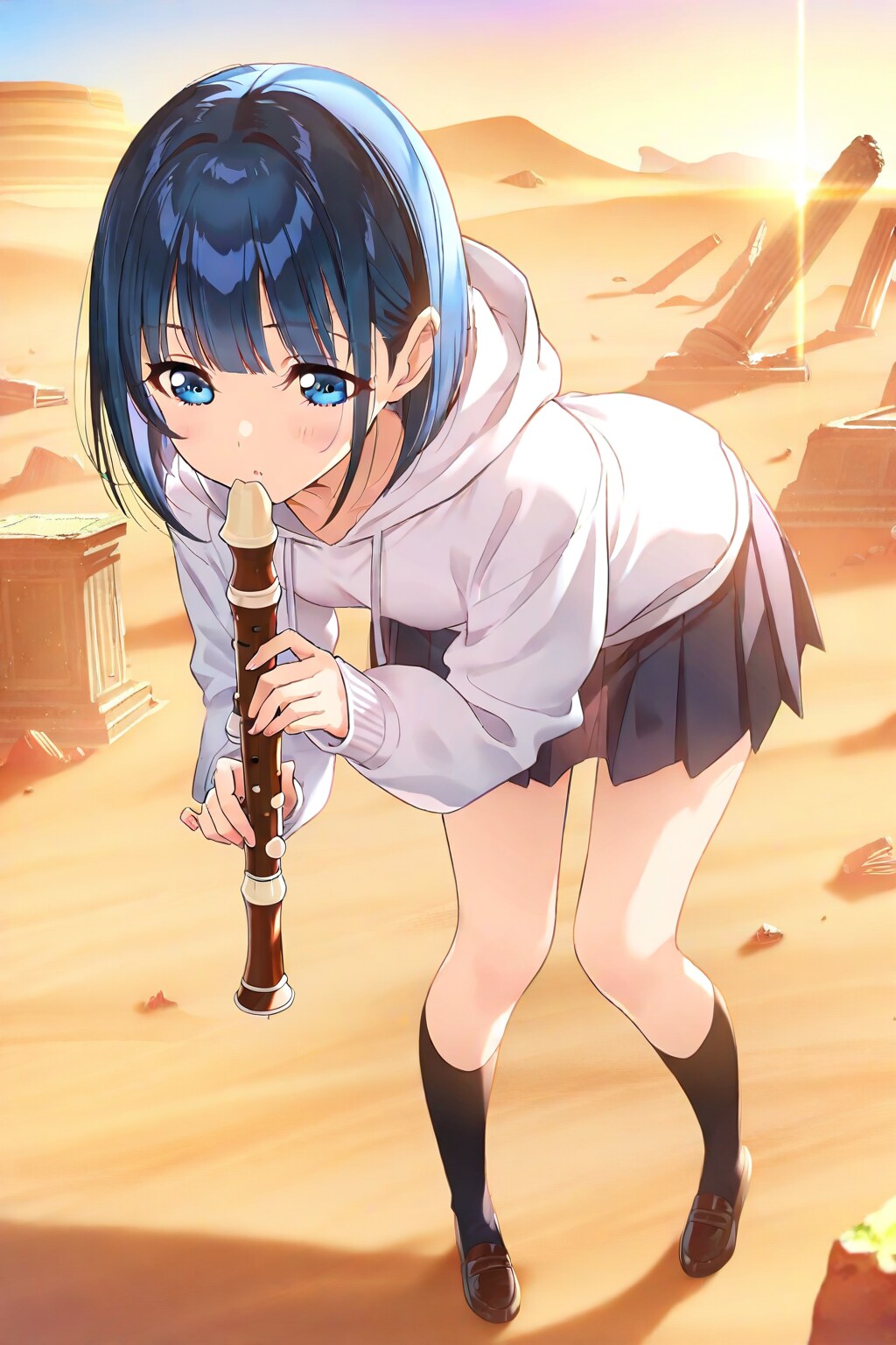 WAVEちゃんにリコーダーを与える