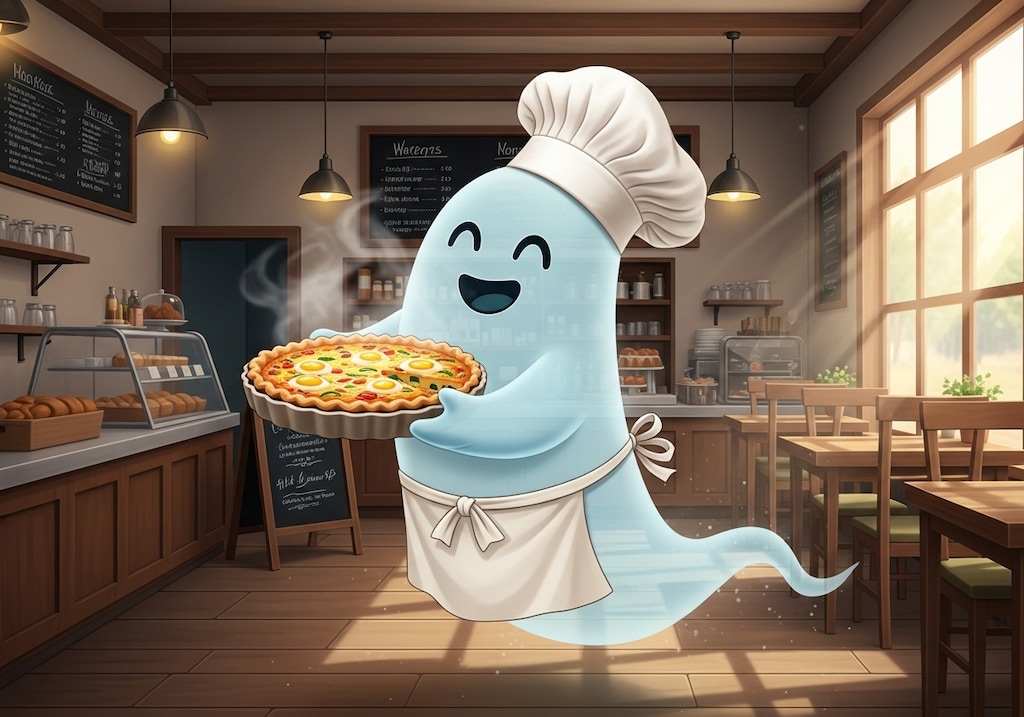 キッシュの準備完了なお化けシェフ