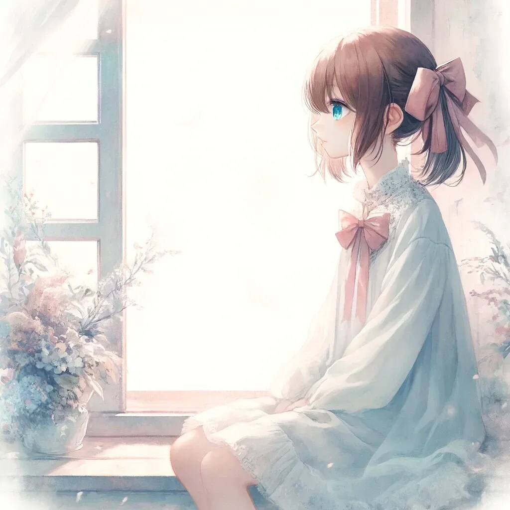 窓を見つめる