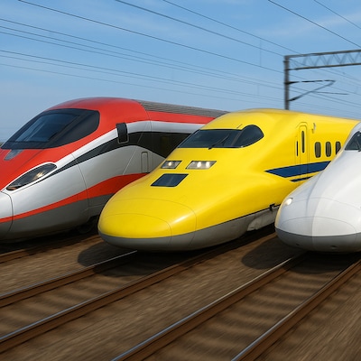 TGVとドクターイエローと新幹線との競争