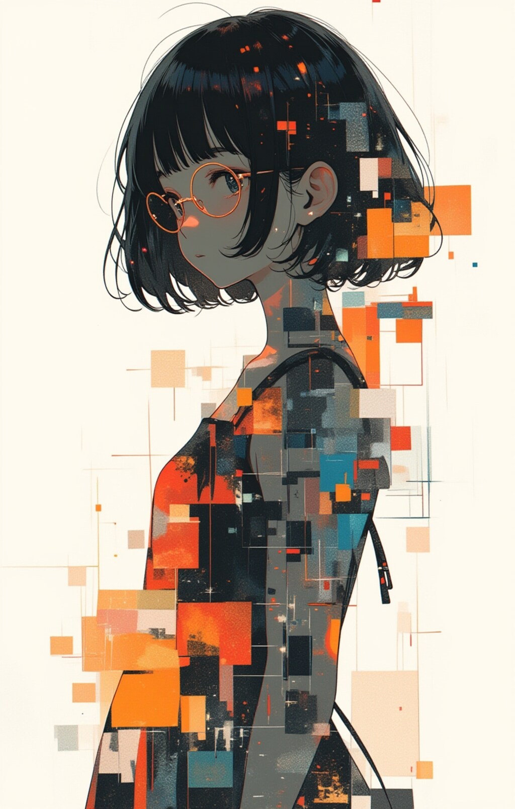 現代抽象めがねちゃん画