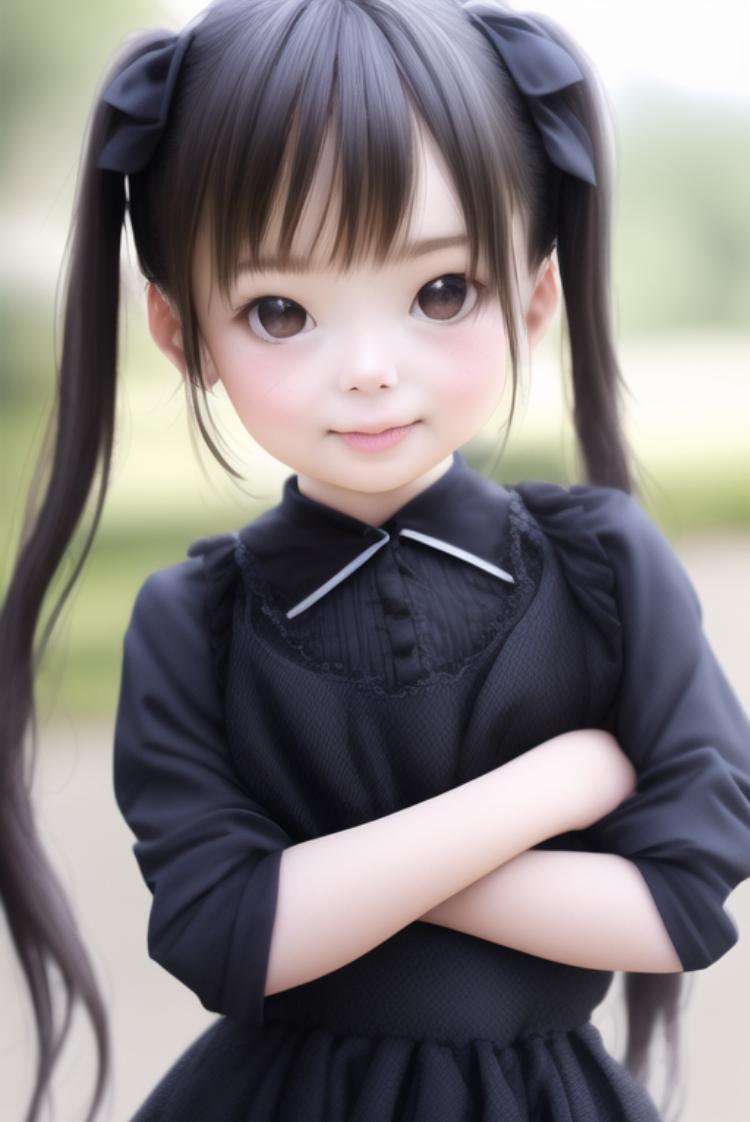 NovelAIでロングツインテ幼女の野外撮影