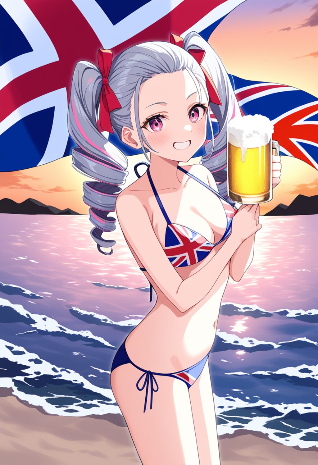 海でビールなうちの子