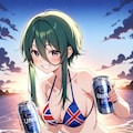 海でビールなうちの子 6枚目