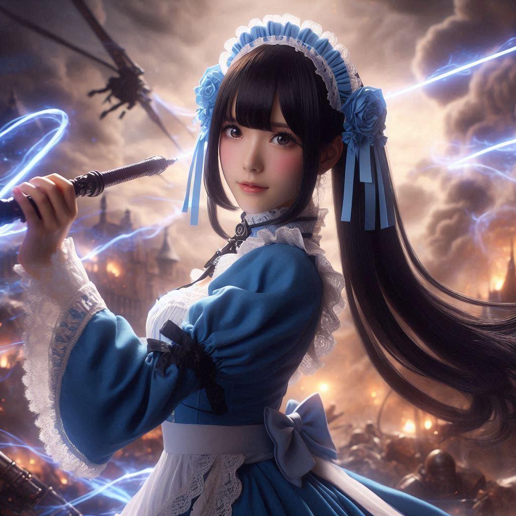 鞭を振るうメイド
