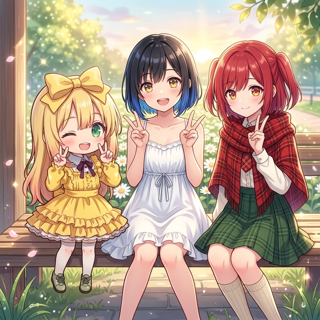 3人でおはピース✌️ | の人気AIイラスト・グラビア