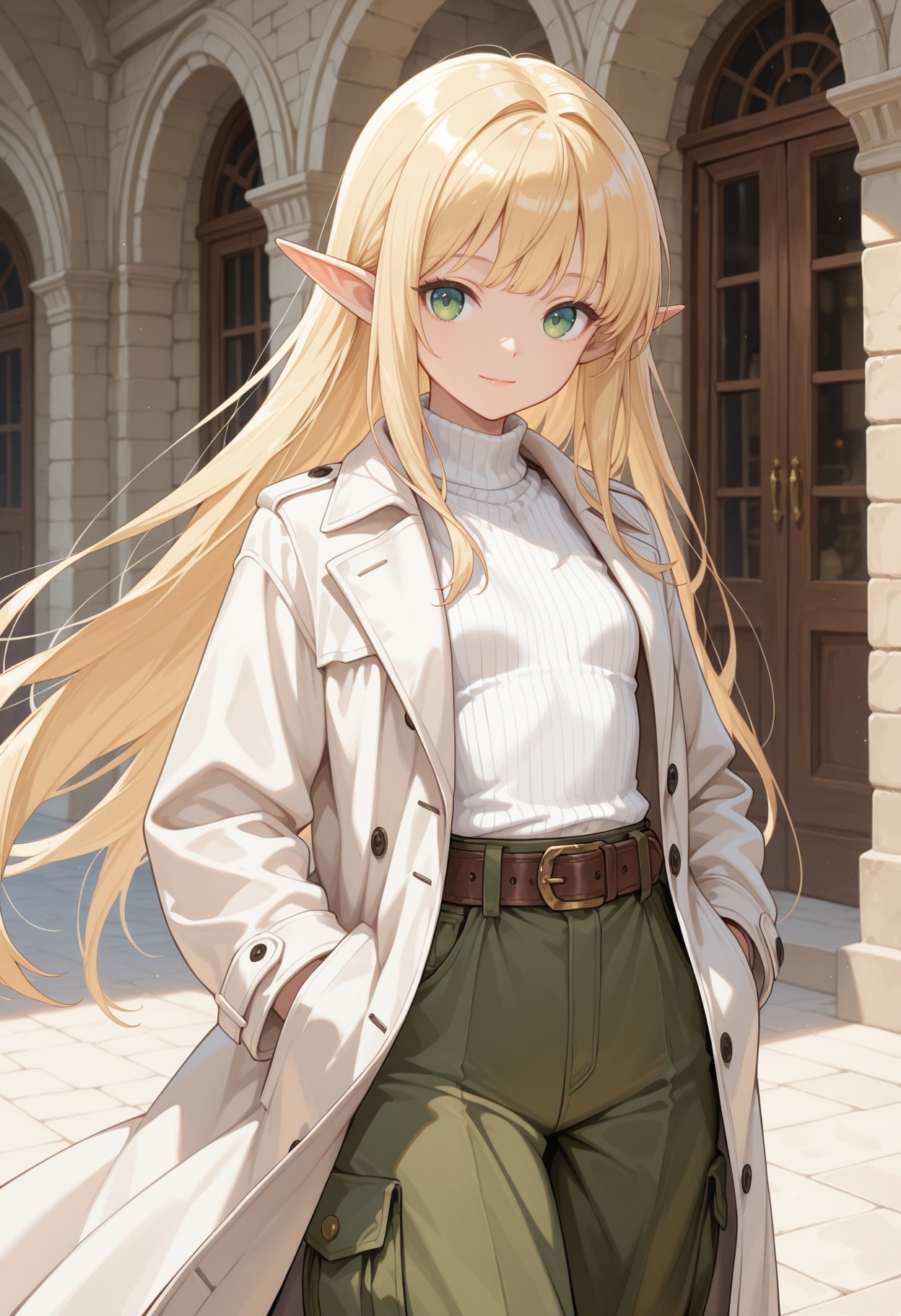 白いコートとエルフ魔女さん | の人気AIイラスト・グラビア