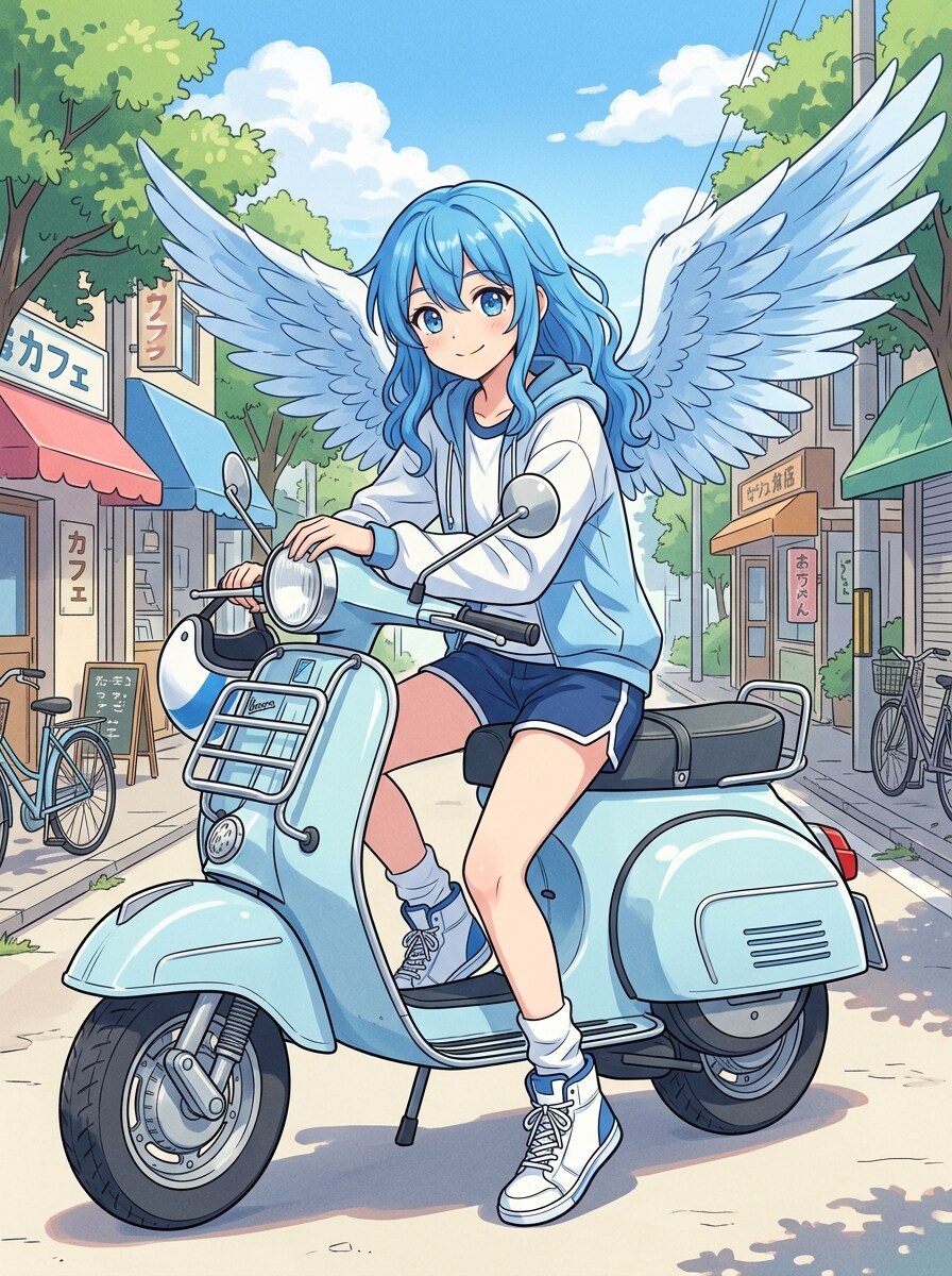 バイクに乗る天使少女_Flow