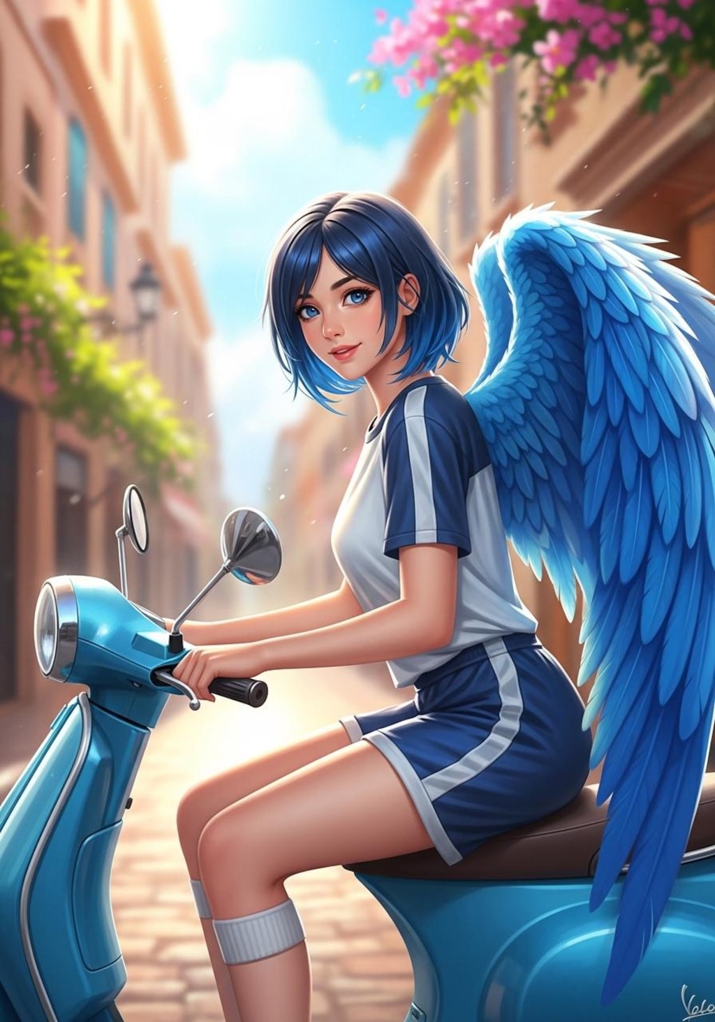 バイクに乗る天使少女_Flow