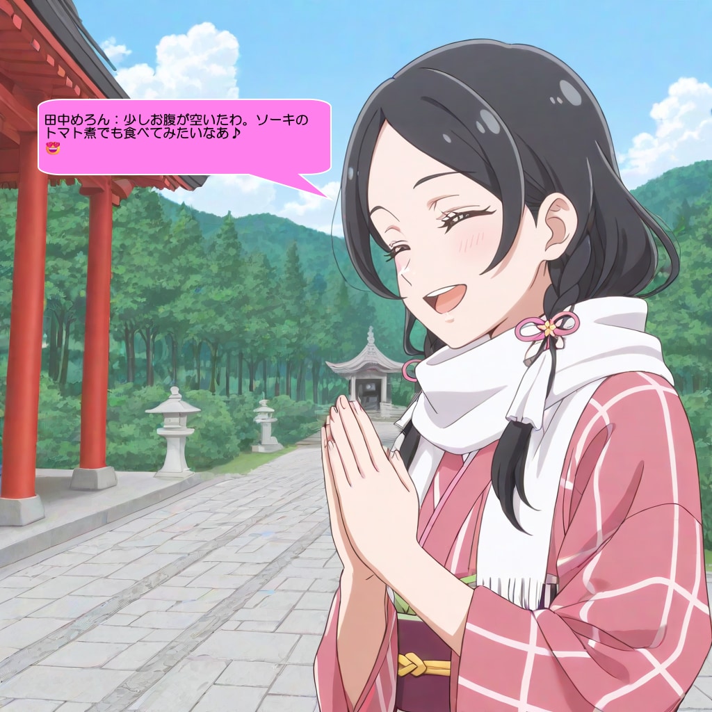 田中めろん、沖縄のお寺で初詣して祈る