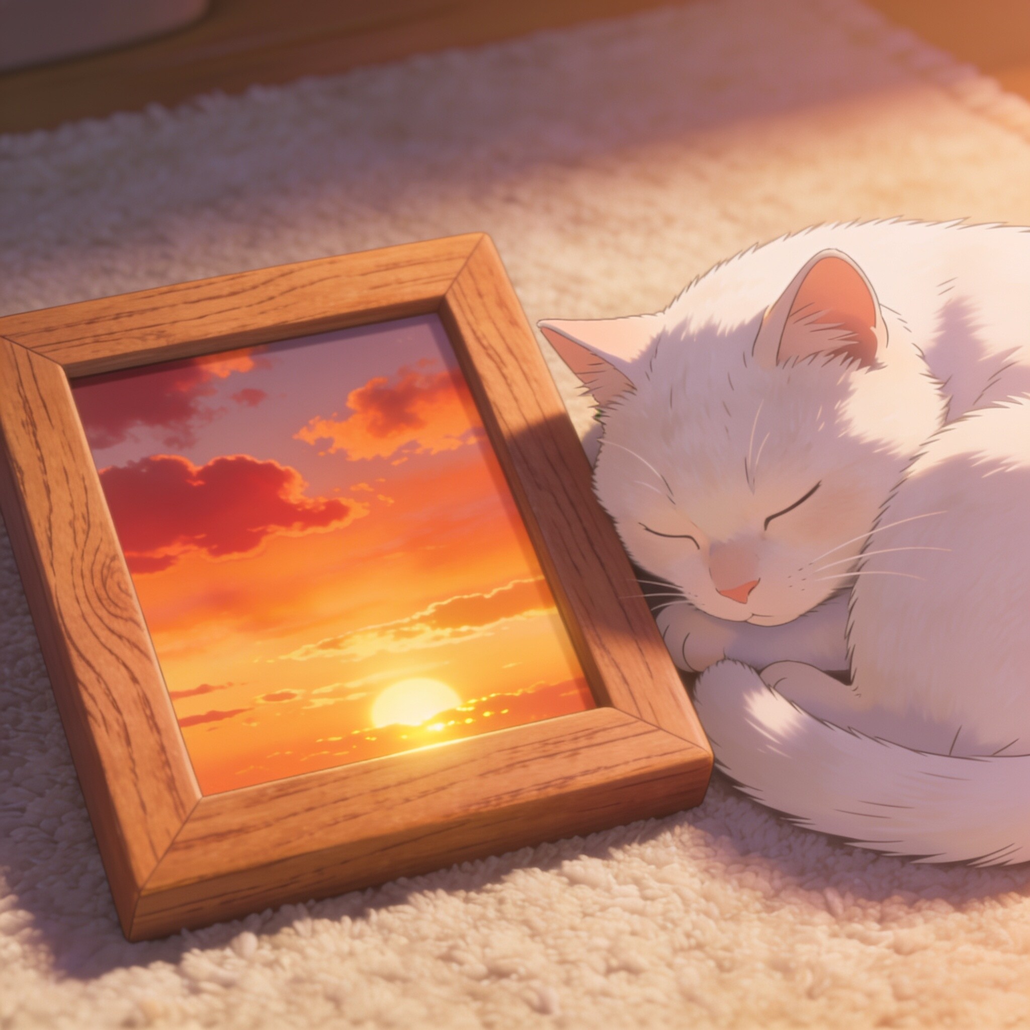 写真立てと猫