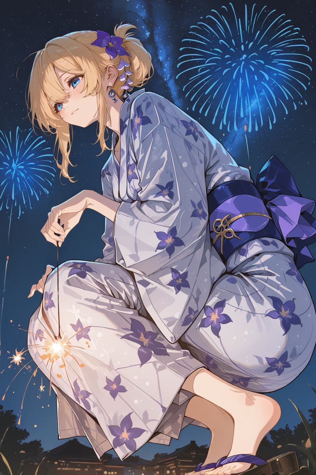 線香花火で涼むちちぷいちゃん