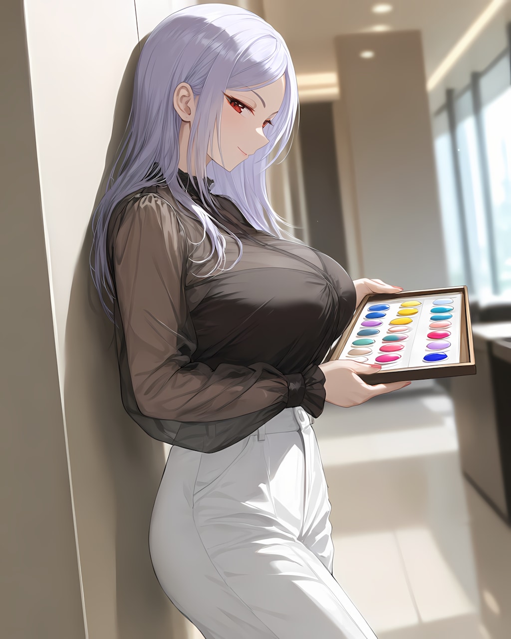 ☕午後の一息・美脚際立つサロンの休憩タイムディスプレイアート✨