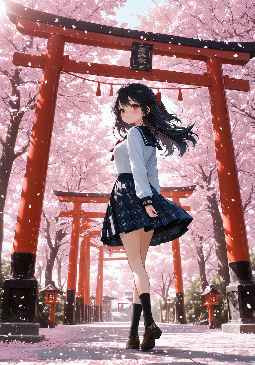 いつもの朝、桜の下で