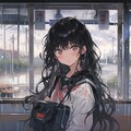 夕立でバス停に避難 2枚目
