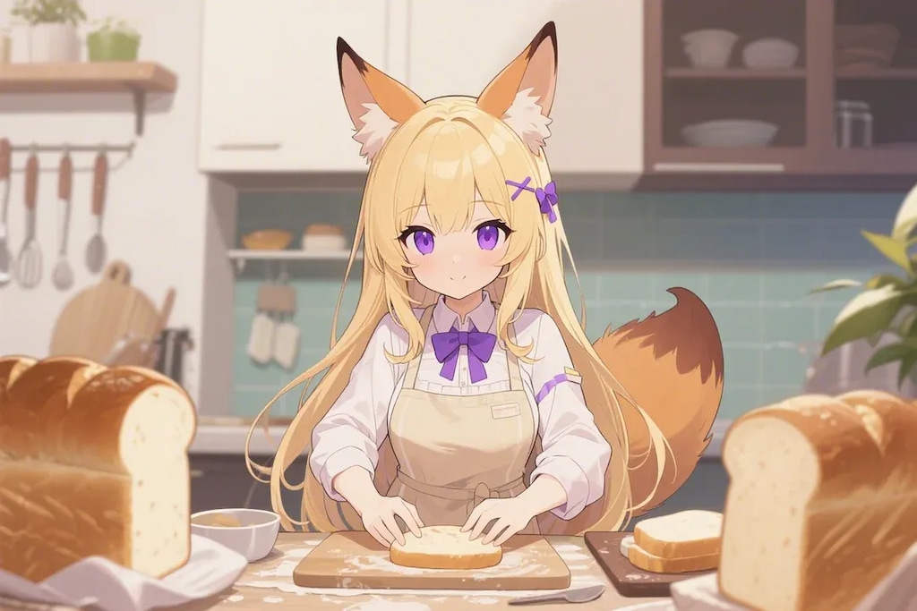 パンを焼くクレアちゃん