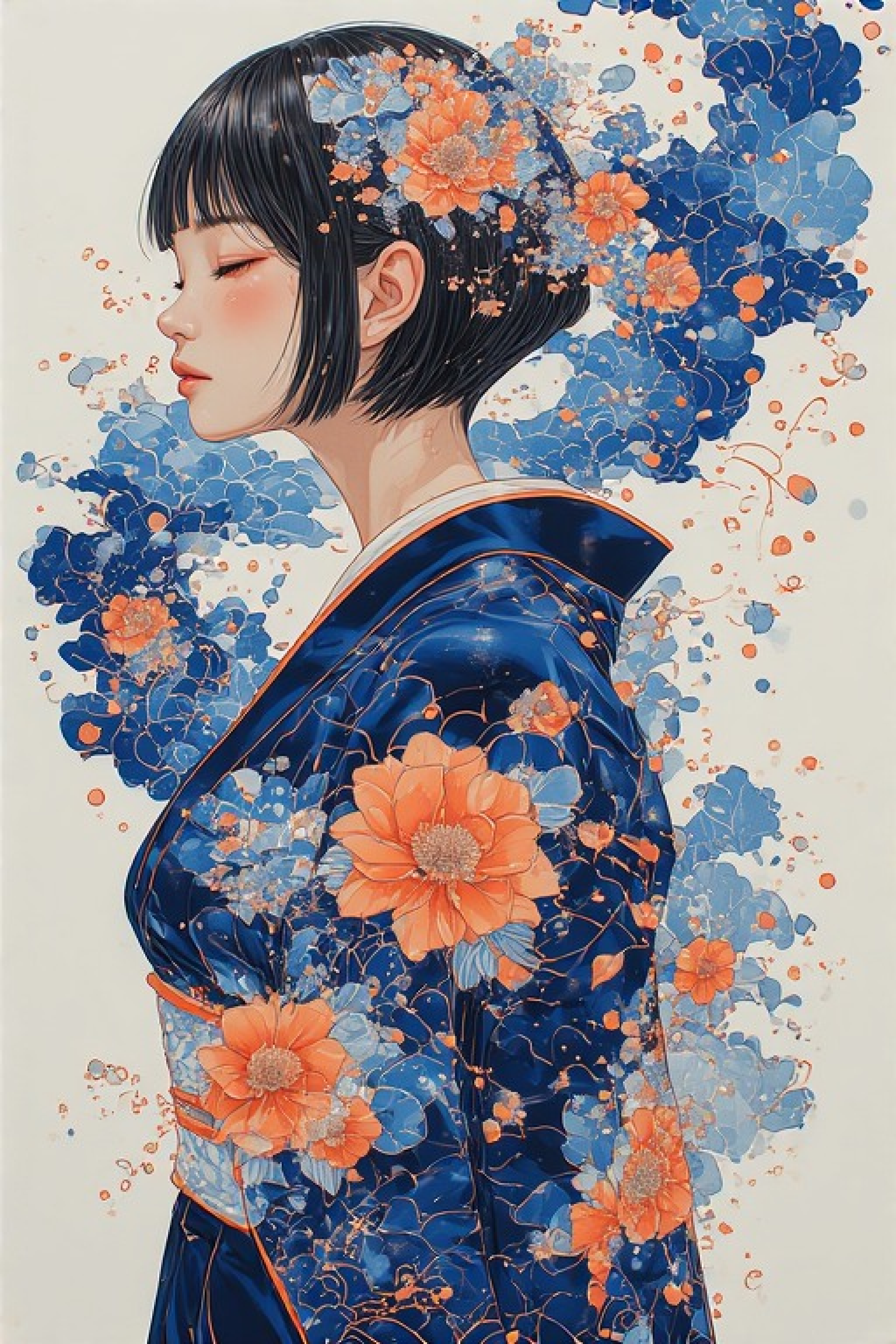 花の雨に濡れた青い記憶 | の人気AIイラスト・グラビア