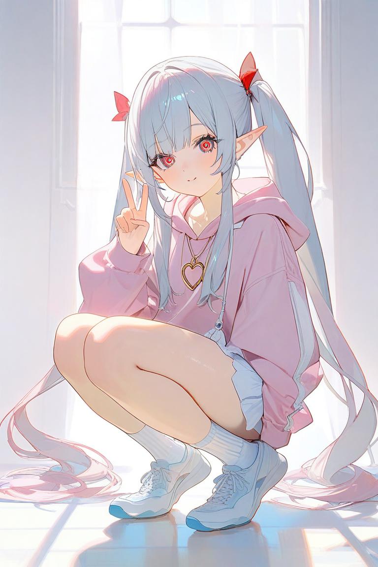 しゃがみ✌のシロネさん | の人気AIイラスト・グラビア