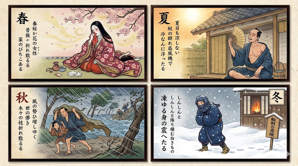 春は花粉、夏は酷暑、秋は台風、冬は大雪