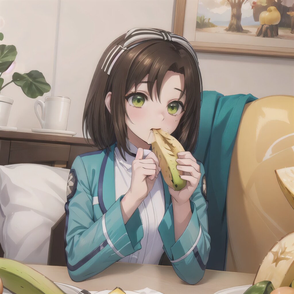 黒髪ボブでバナナの少女４