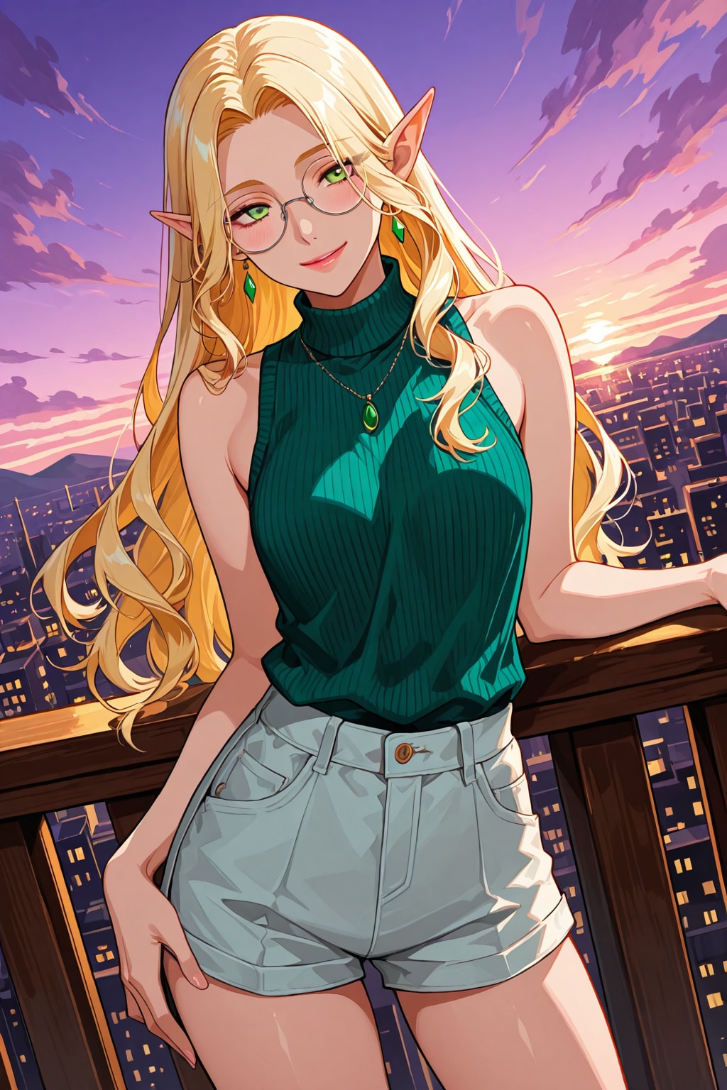 エルフさんと夕暮れ