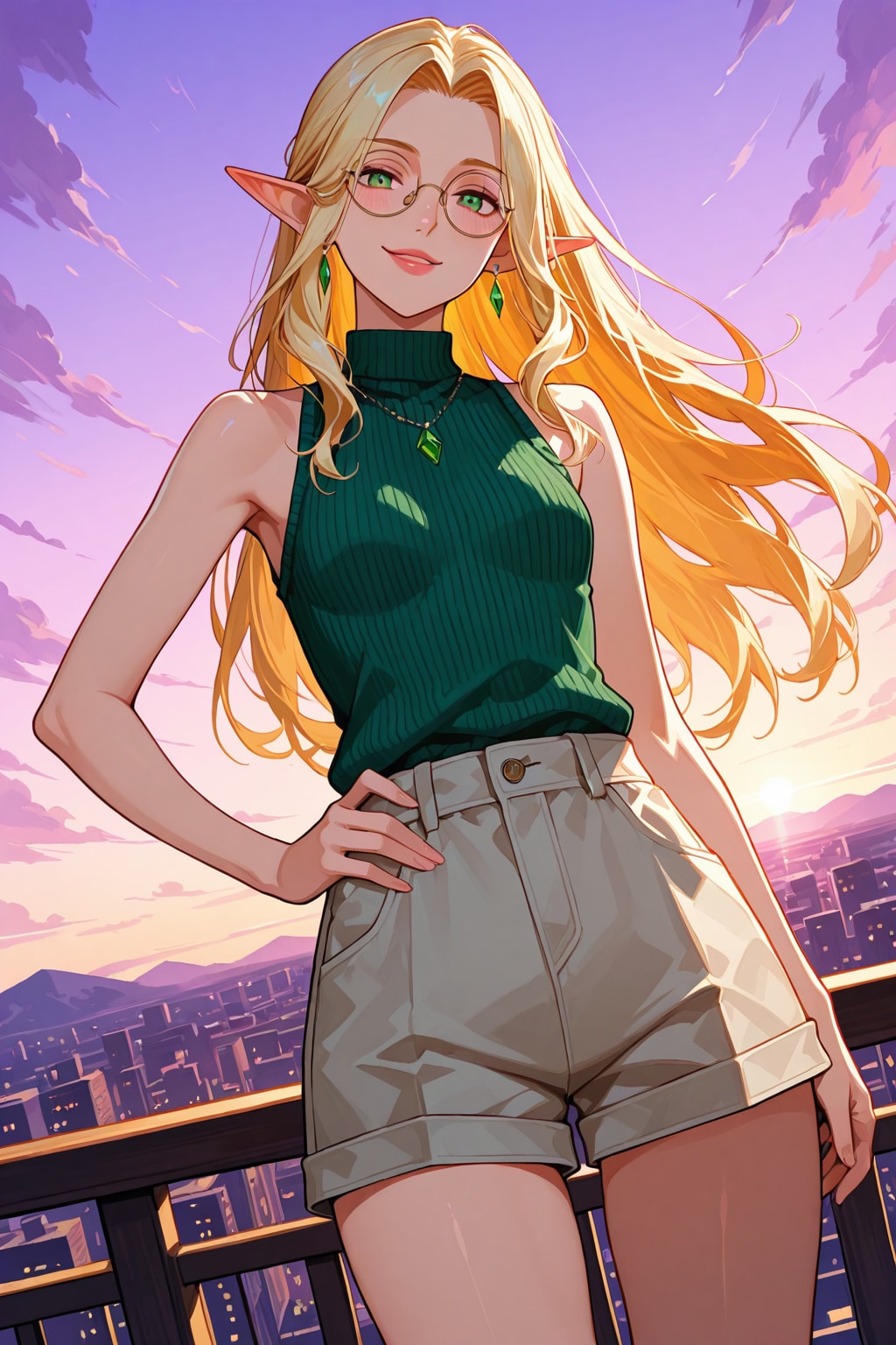 エルフさんと夕暮れ