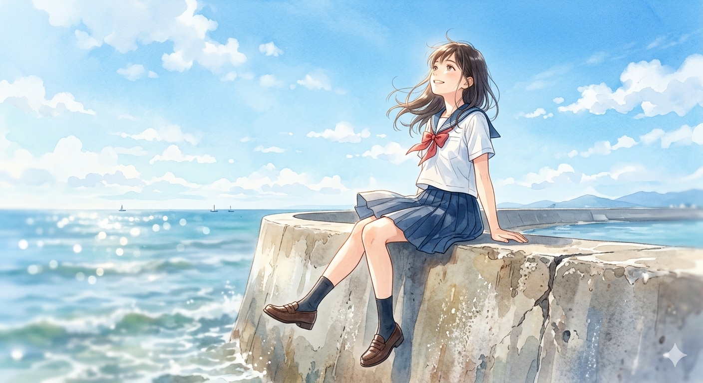 防波堤の少女