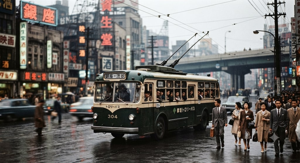 トロリーバスのある風景