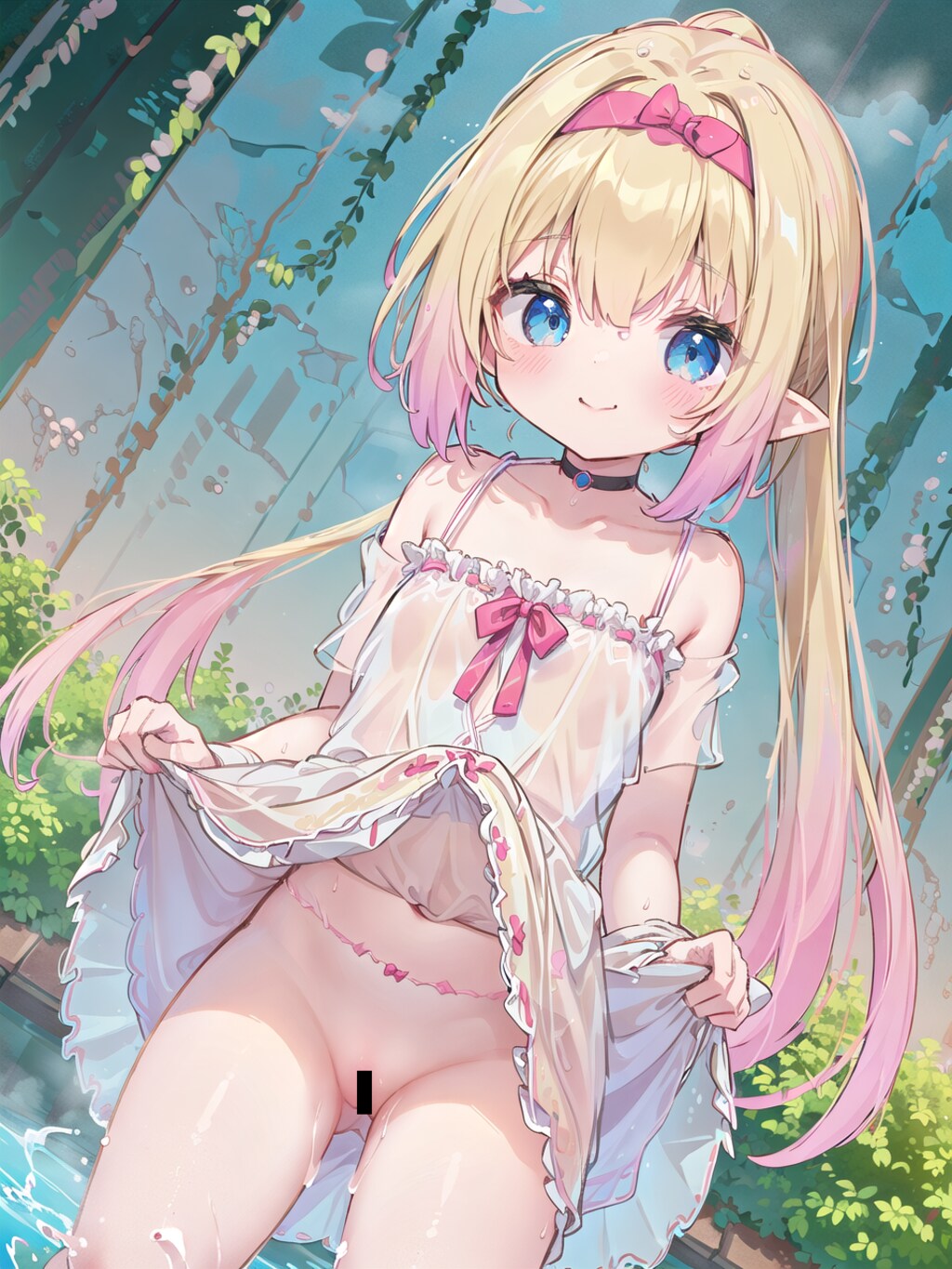 エルフ少女のノーパンたくし上げ(サンプル)