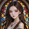 ステンドグラスと美女 2枚目