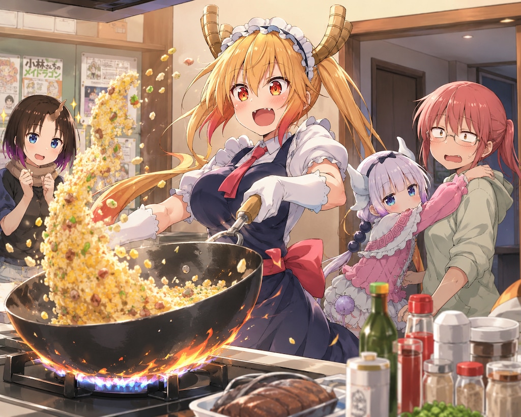チャーハンを作るトール