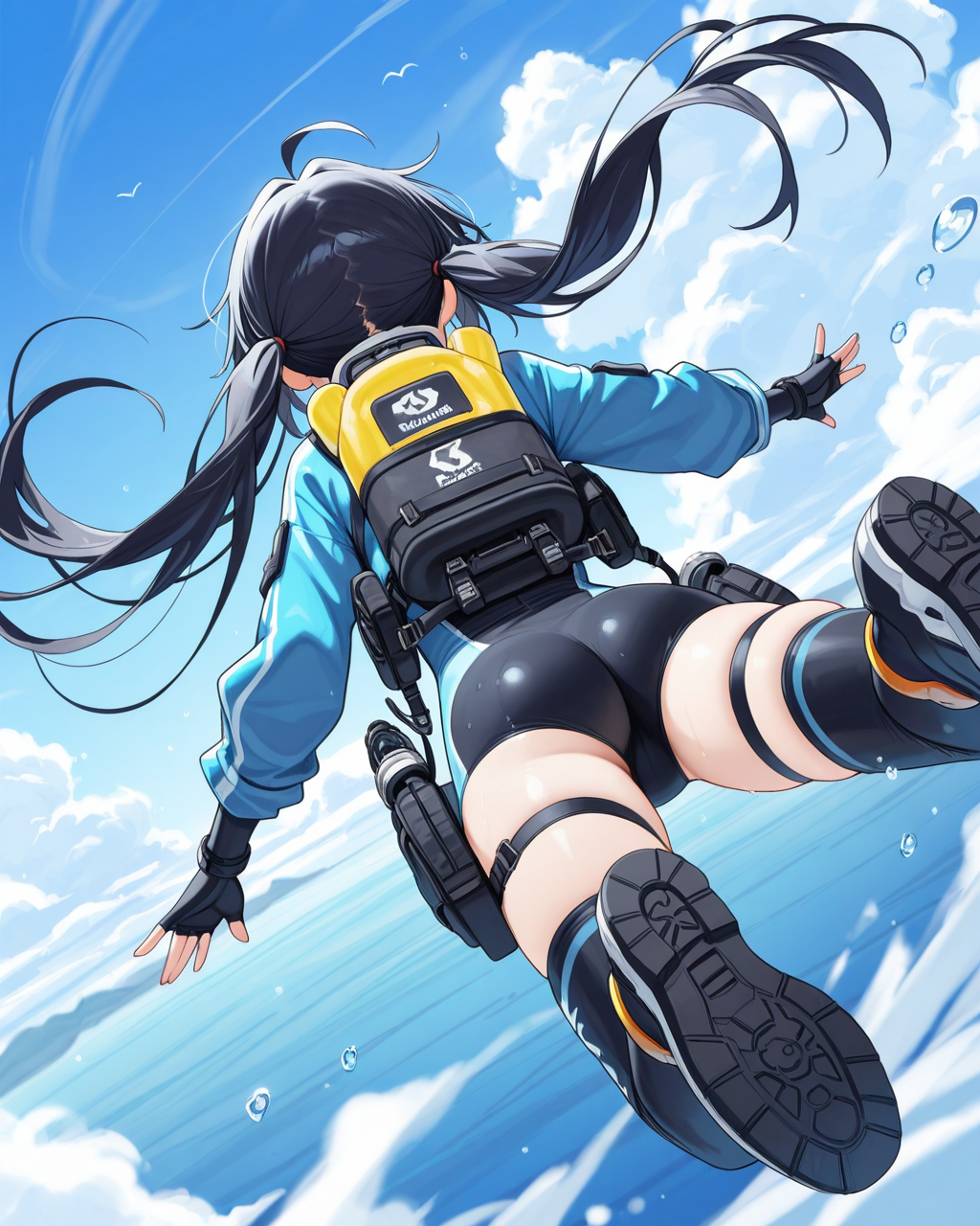 スカイダイビングの後ろ姿