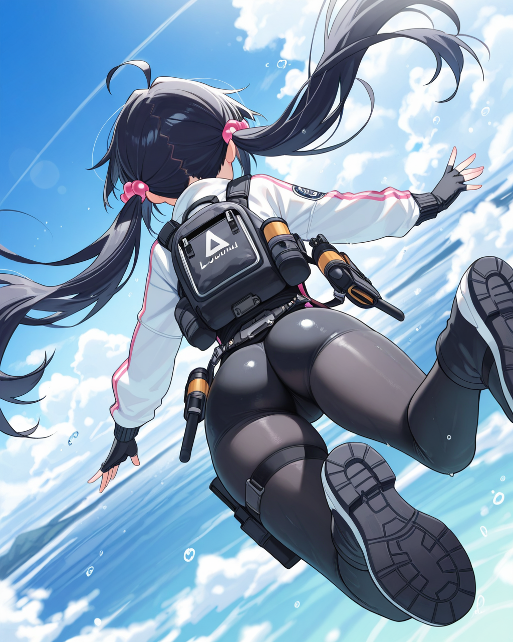 スカイダイビングの後ろ姿