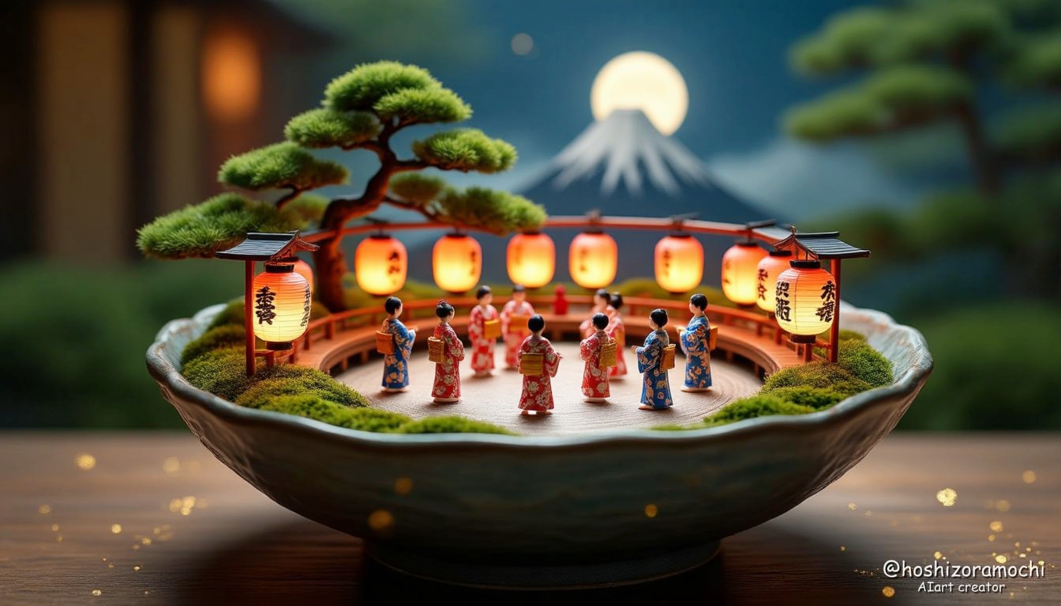 夏祭りの盆栽風景 - Bonsai scenery at the summer festival | の人気AIイラスト・グラビア